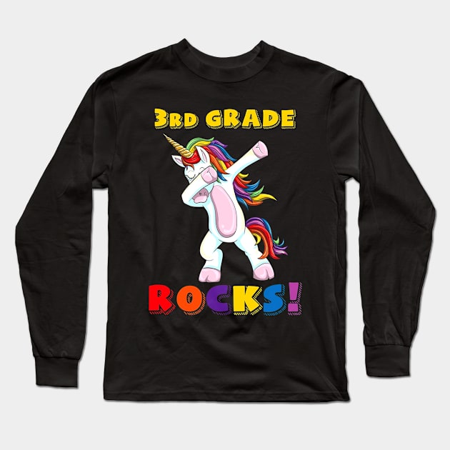 3rd Grade Rocks Dabbing Unicorn  Gift Long Sleeve T-Shirt by finchandrewf